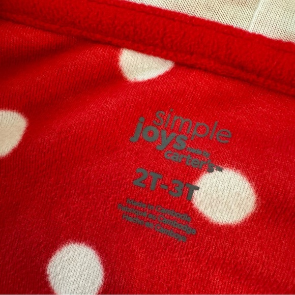 Carter’s Red White Polka Dots Fleece Robe Belted Hooded Girls 2T-3T - Picture 2 of 3